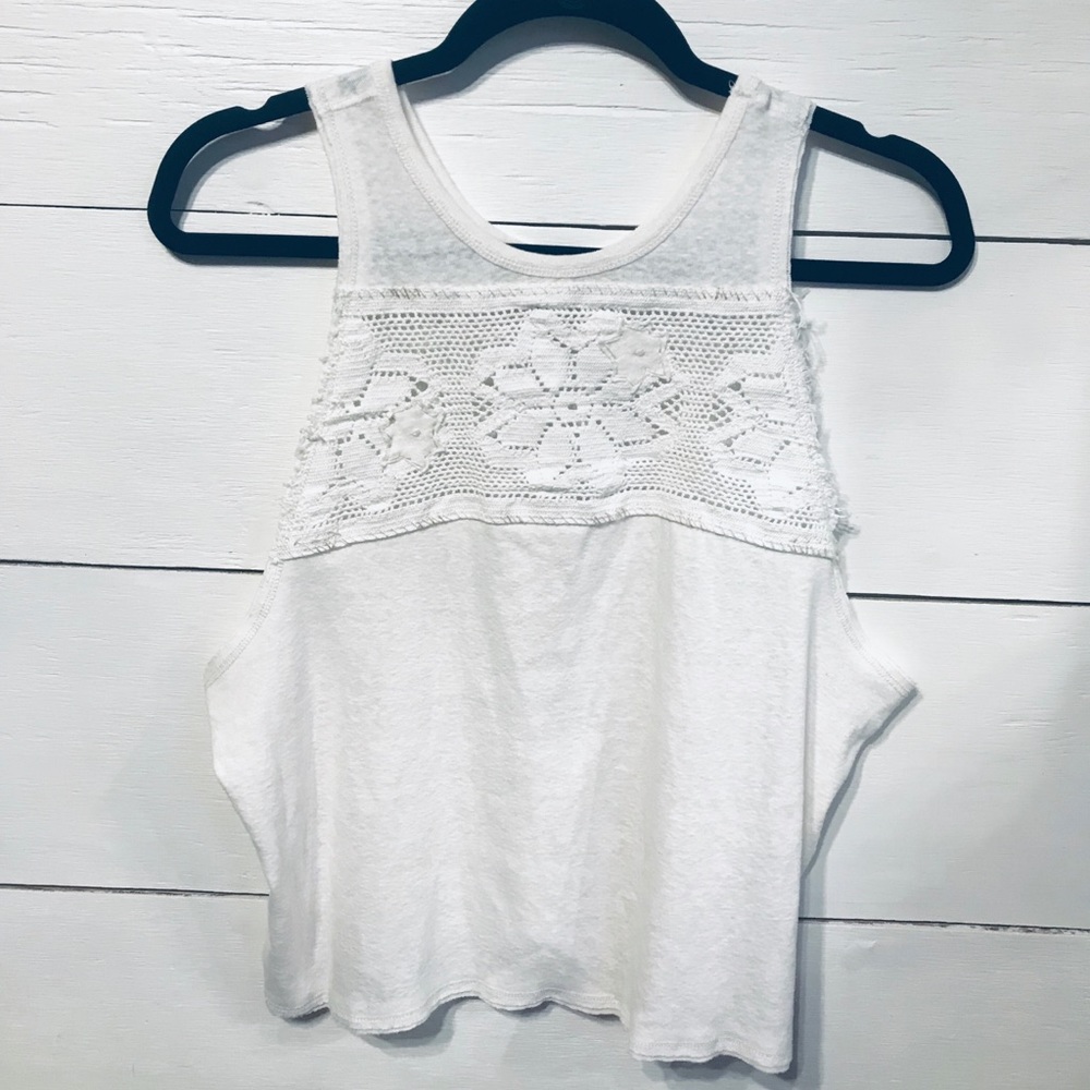 Free People Embroidered Distressed Tank